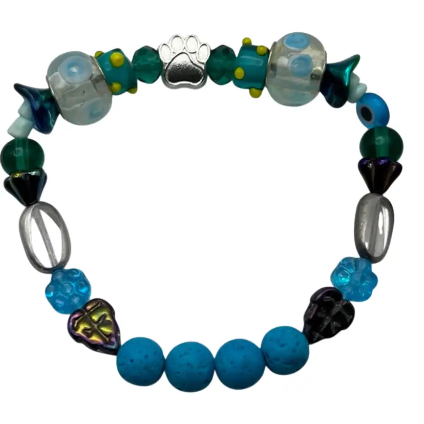 Teal And Turquoise Pet Paw Bracelet