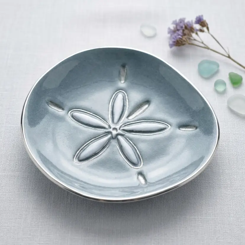 **Vintage Mariposa Silver plated Bowl Aqua Enamel 100% Coastal Beach Decor Trinket Dish Catchall centerpiece