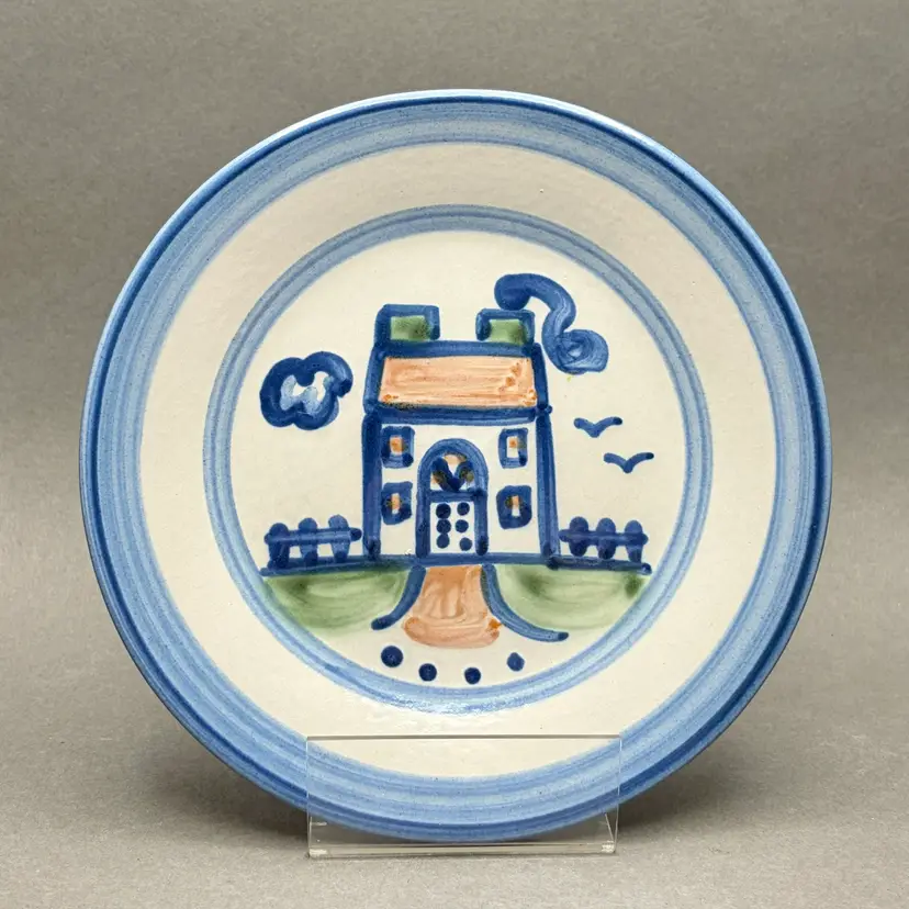 Vintage M.A. Hadley Hand Painted Country House Ceramic Salad Dessert Plate