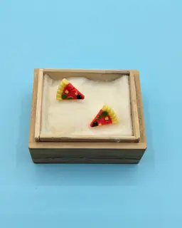 Small Cheesy Pizza Slice Stud Post Earrings