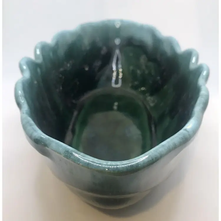 Vintage Hull Pottery F77 Oval Scalloped Planter Drip Glaze MCM 11"x3"