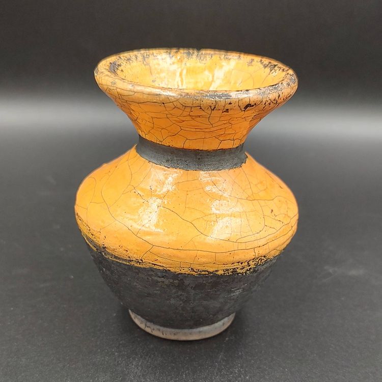Orange and Black Art Pottery Vase