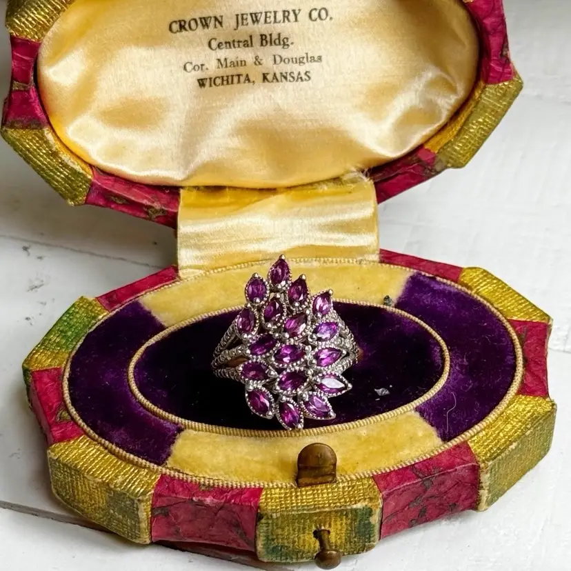 Sterling Marquis Rhodolite Garnet Covered Ring size 6 1/2