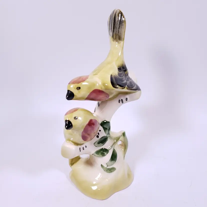 Vintage 1950s MADDUX CALIFORNIA Pottery Green Finch BIRDS FIGURINE