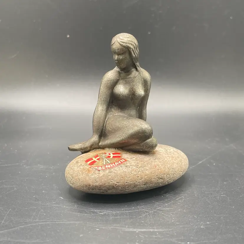 Pewter Little Mermaid Kobenhavn Copenhagen Denmark Stone Sculpture Paperweight