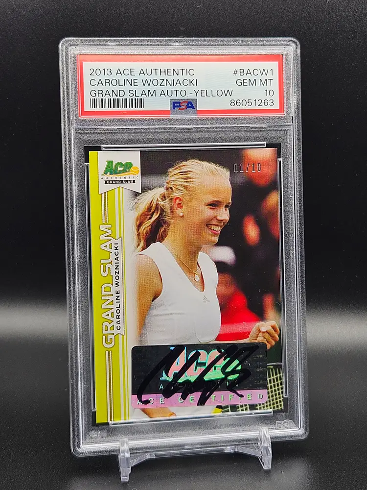 2013 Ace Authentic Grand Slam Auto Yellow #BACW1 Caroline Wozniacki 1/10 PSA 10