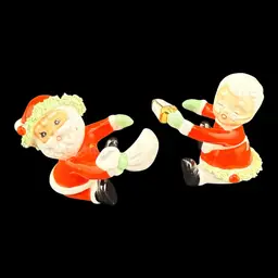 Napcoware Vintage Christmas Santa and Mrs. Clause Candle Climbers 2” Spaghetti Trim