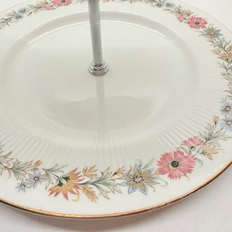 Vintage Paragon Porcelain 2-tier Fine China Tiered Cake Stand Belinda Wildflower