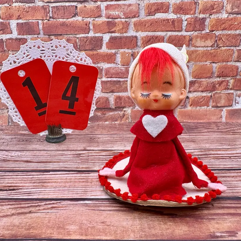 Vintage Valentine's Day Pixie Elf Red Hair Kitschy MCM Japan
