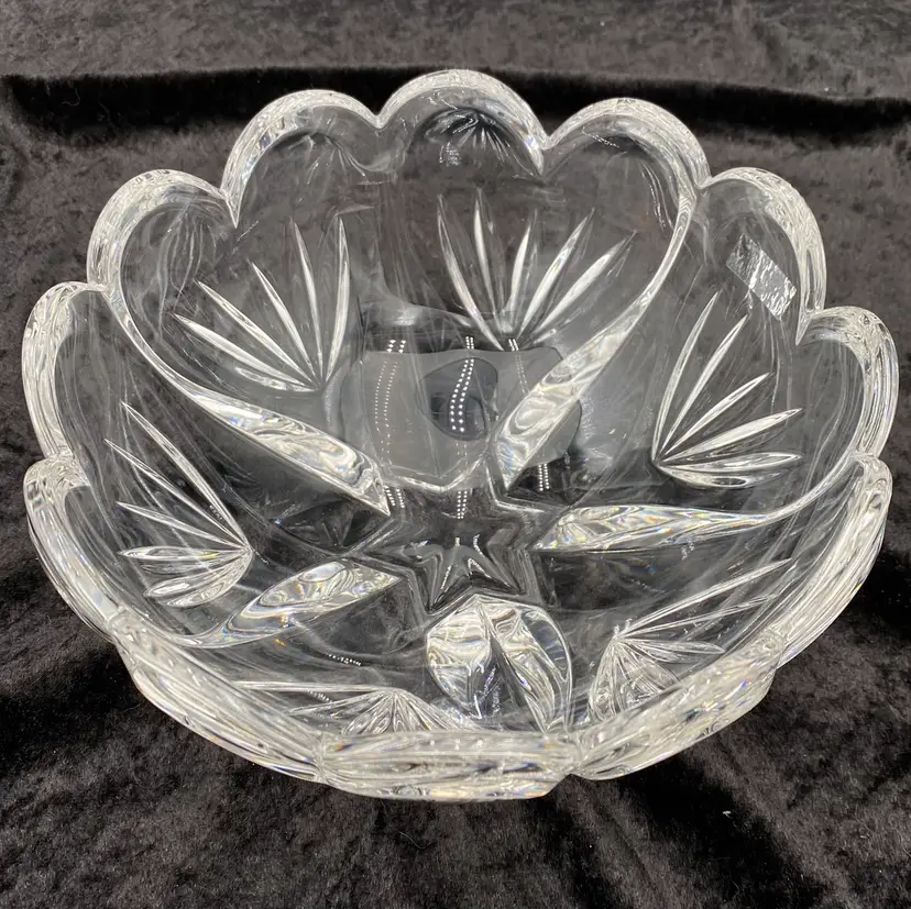 Vintage Marquis by Waterford Crystal Bowl, "Sweet Memories", 7.6", Hearts/Fan