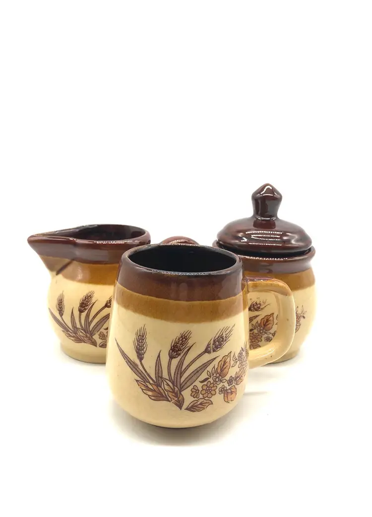 Great Vintage Three Piece Woolworths Set Creamer Sugar Coffee Cup Tea 