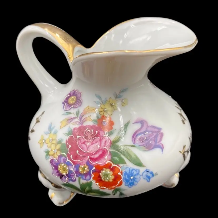 Vintage Beckwith (Japan) Porcelain Creamer, Hand-Painted, Moriage, Numbered w/original Sticker
