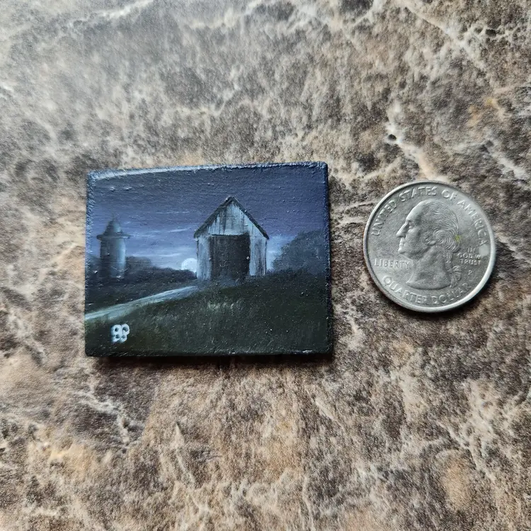 Miniature Oil Painting On Masonite Board Signed By The Artist Free Shipping