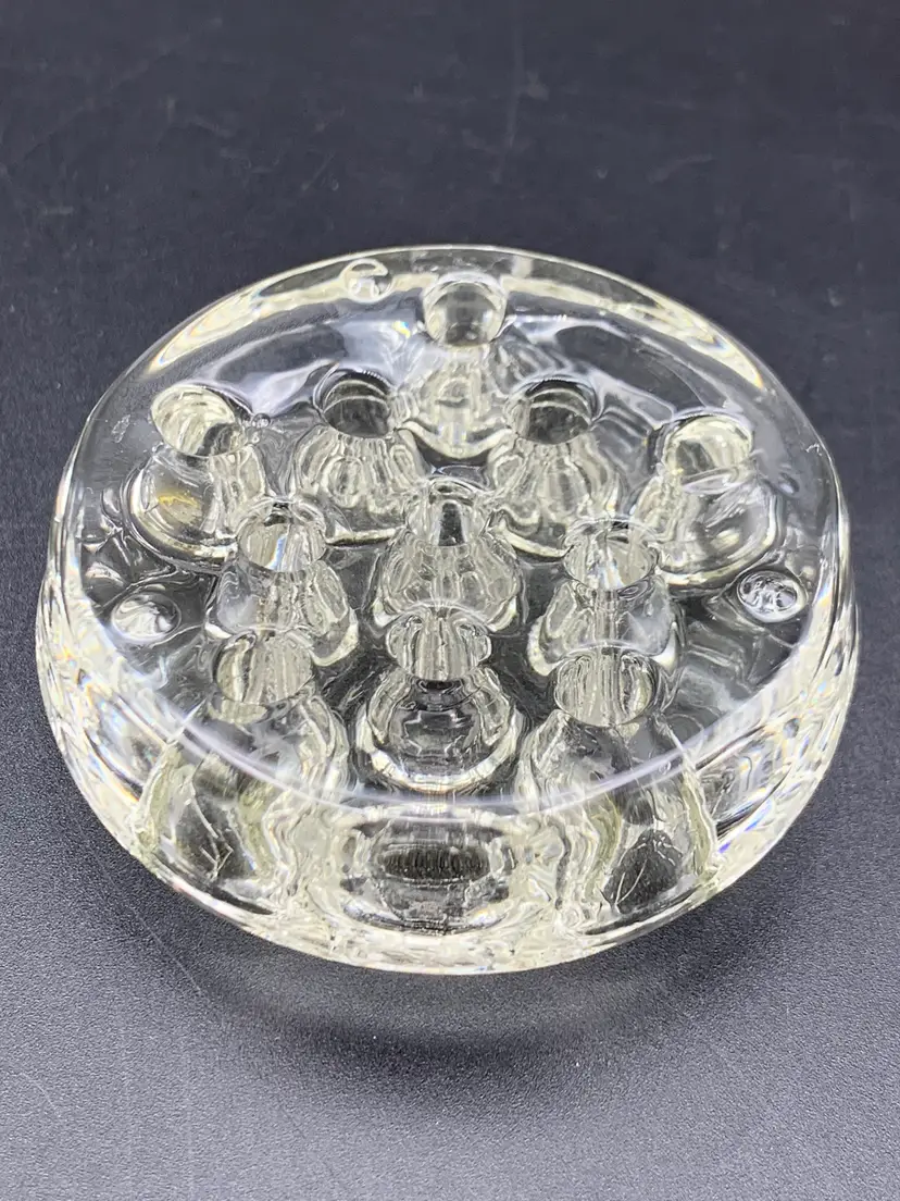#11 - Crystal Glass Flower Frog 3” Diameter Vintage Collectible