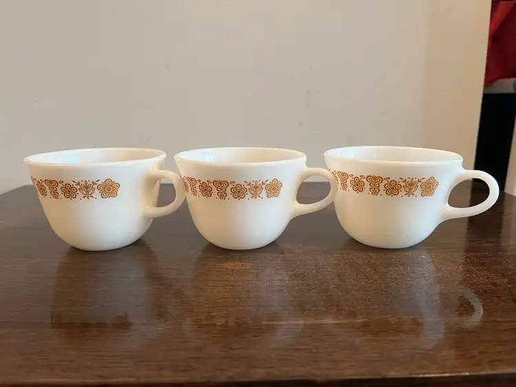 Corning Golden Butterfly Teacups