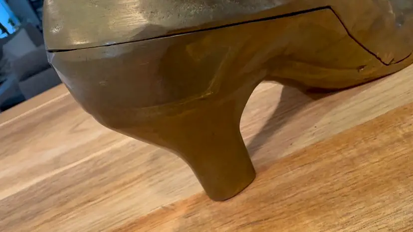Solid Brass High Heel Boot Vase