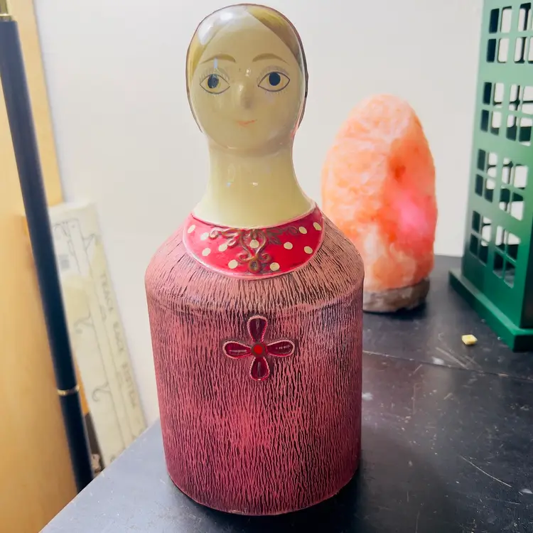 Vintage Paper Mache Bust I W. Rice & Co. Japan Bullocks Toilet Paper Roll Cover Pink 11”