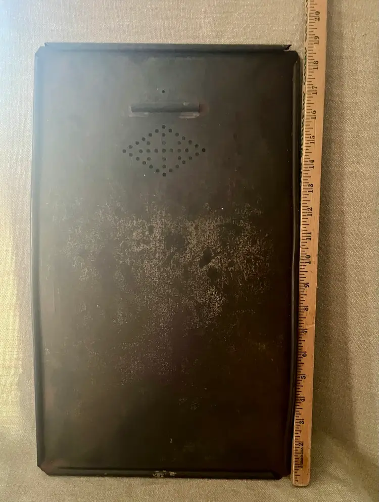 Antique Cabinet Bread Pie Box Tin Sliding Cover ONLY SALVAGE 19” T x 11” W