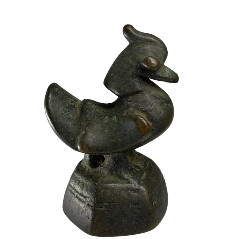 Antique 19thC Burmese Bronze 10-Tical Hintha Bird Opium Weight - 160g 
1.25” T x 1.5” L x 1” W