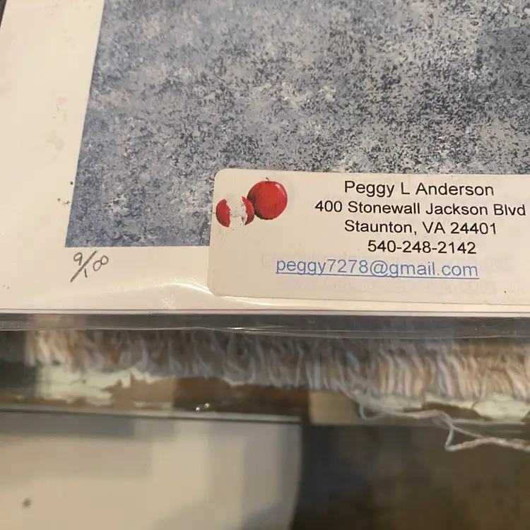 This is a print of a painting titled "The Rooster" by artist Peggy L. Anderson. 
It is numbered 9/100, meaning it is the 9th print in a limited edition of 100.