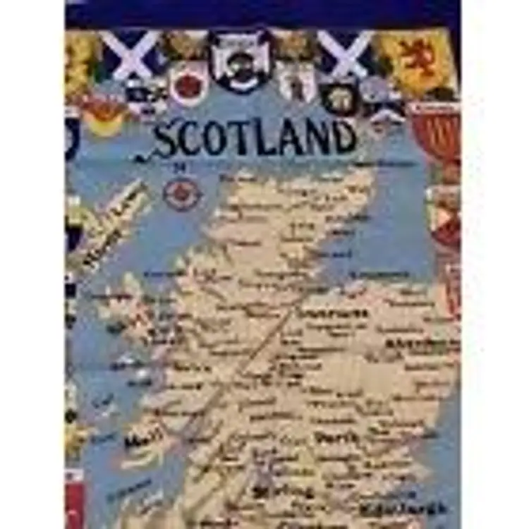 Vintage Map Arms Scotland Tea Towel Souvenir Wall Hanging 100% Cotton