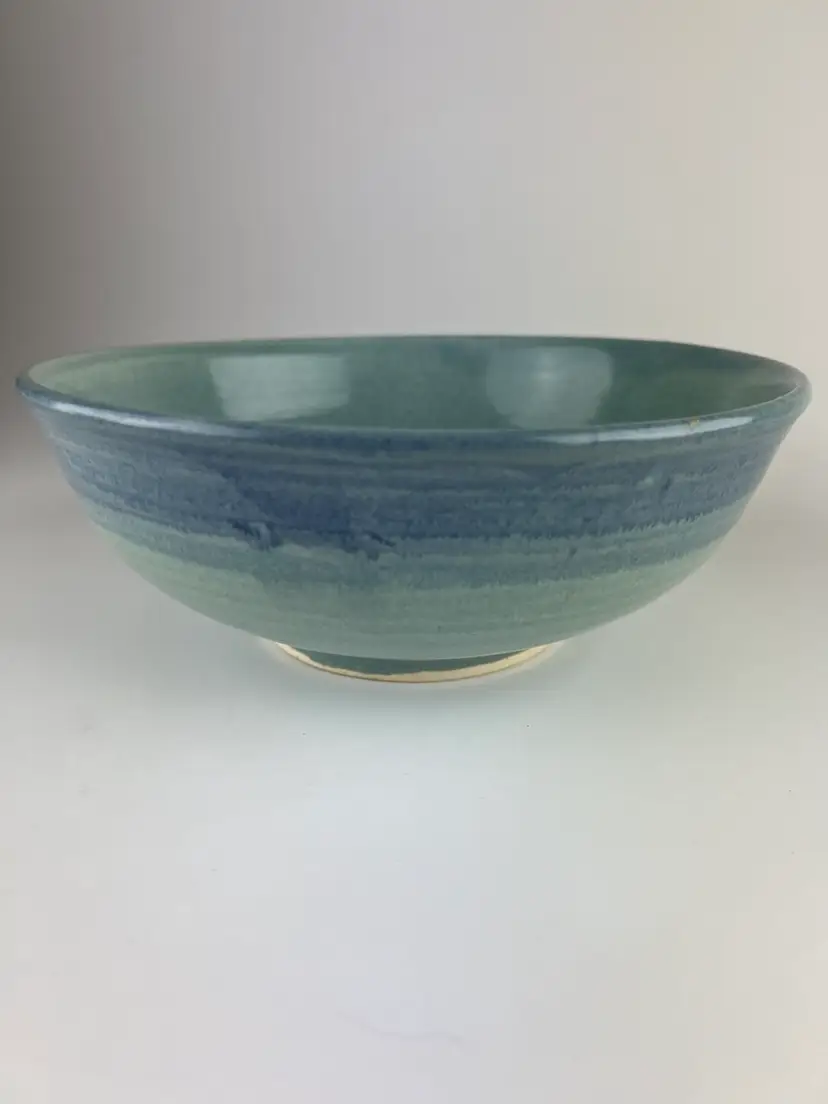 Original studio pottery pastel Blue Turquoise Bowl Eunice Prieto Damron (1924-2015) SIGNED