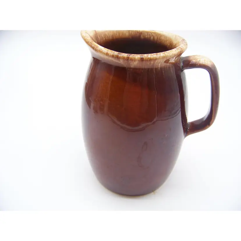 Vintage Hull USA Brown Drip Glaze Pitcher 32 oz 6.75" tall