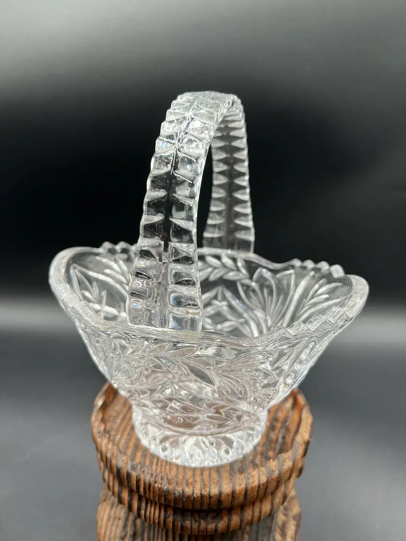 Cut Crystal Glass Basket 7”x 6”