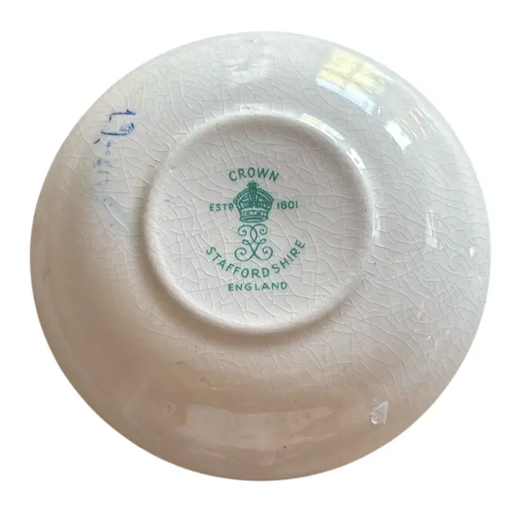 Butter Pat - 3” Staffordshire England Red $ White