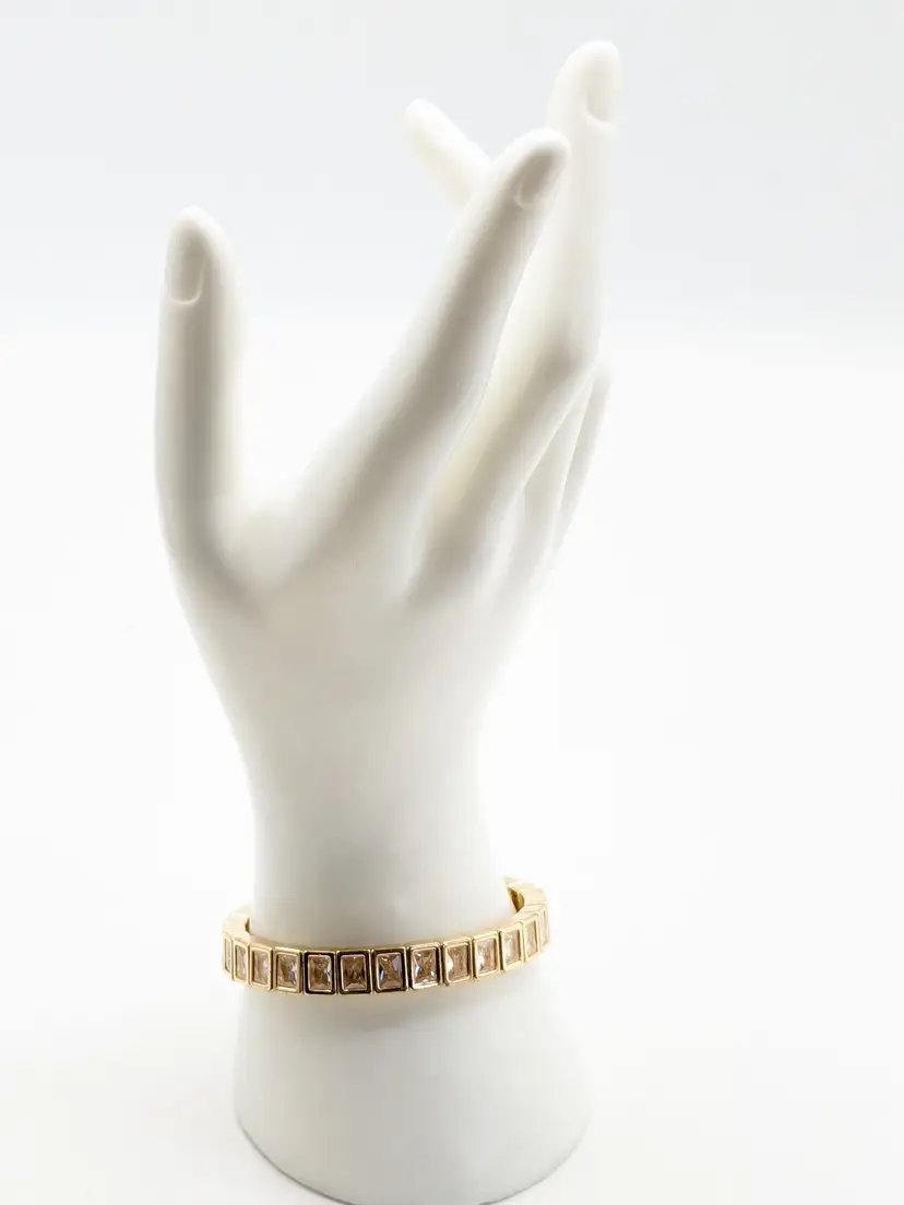 Gold Tone Yellow Rhinestone Stretch Bracelet