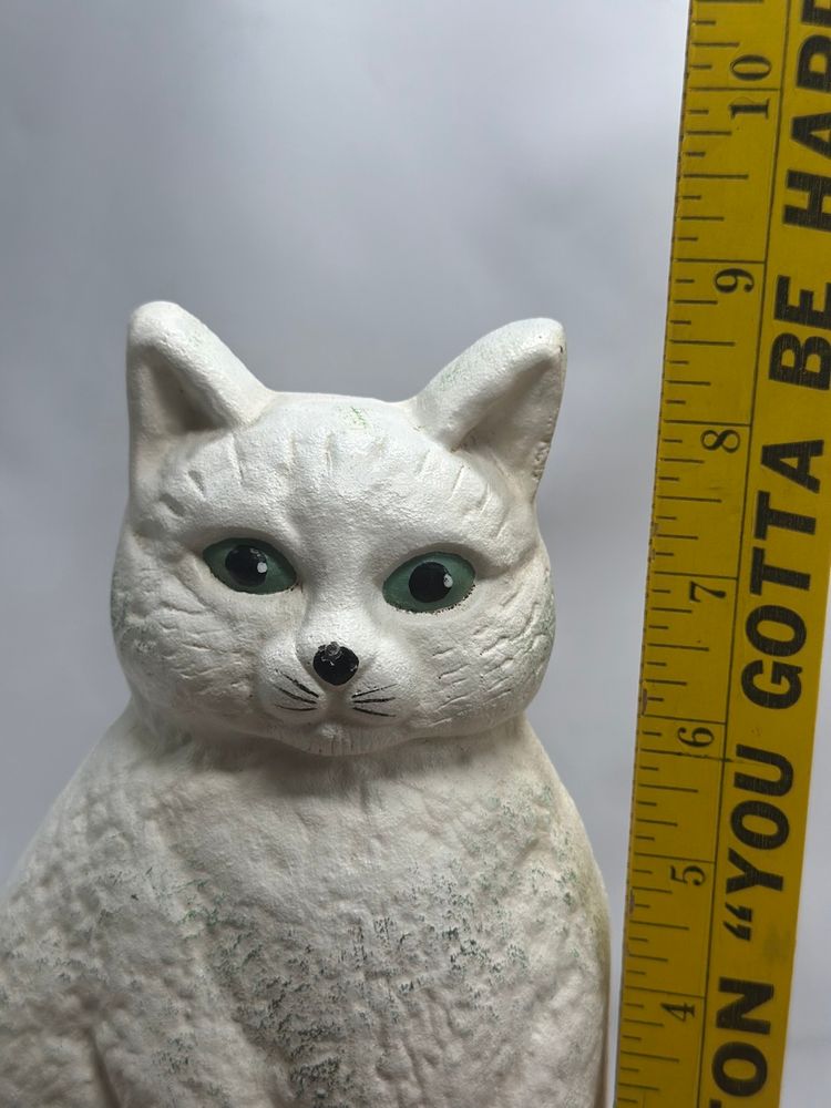 Vintage Cast Iron Cat Kitten Feline with Black Tail Doorstop Bookend