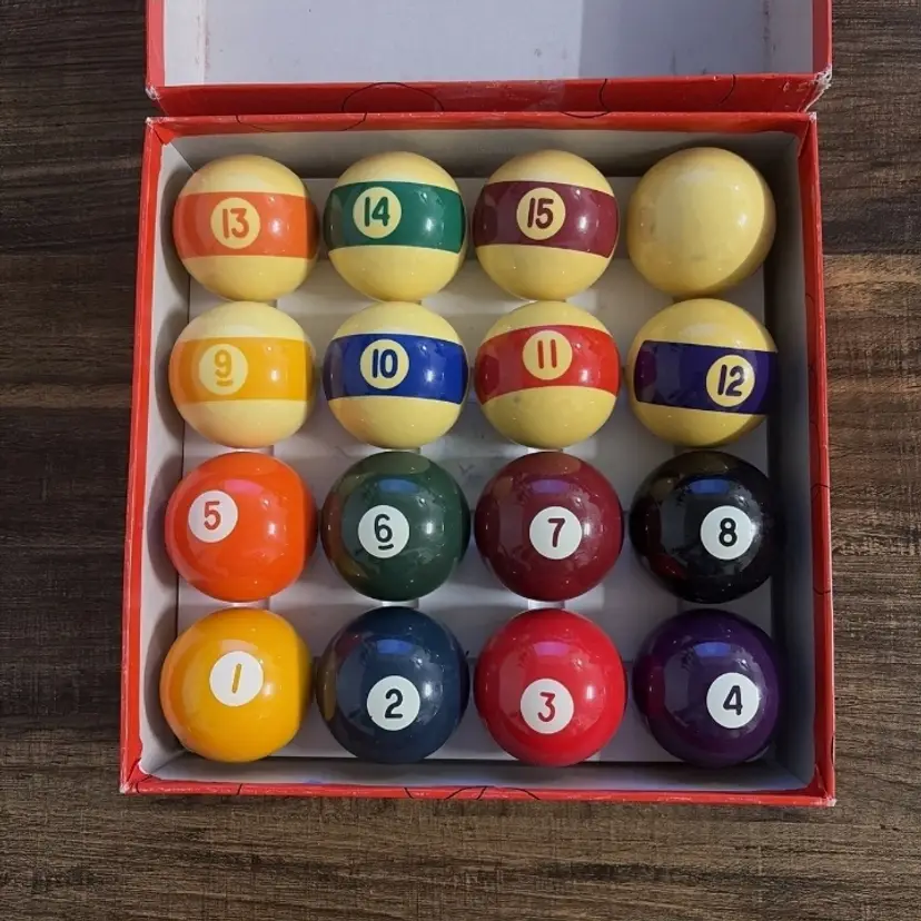 Vintage Aramith Pool Ball Set Box Belgium 2.25