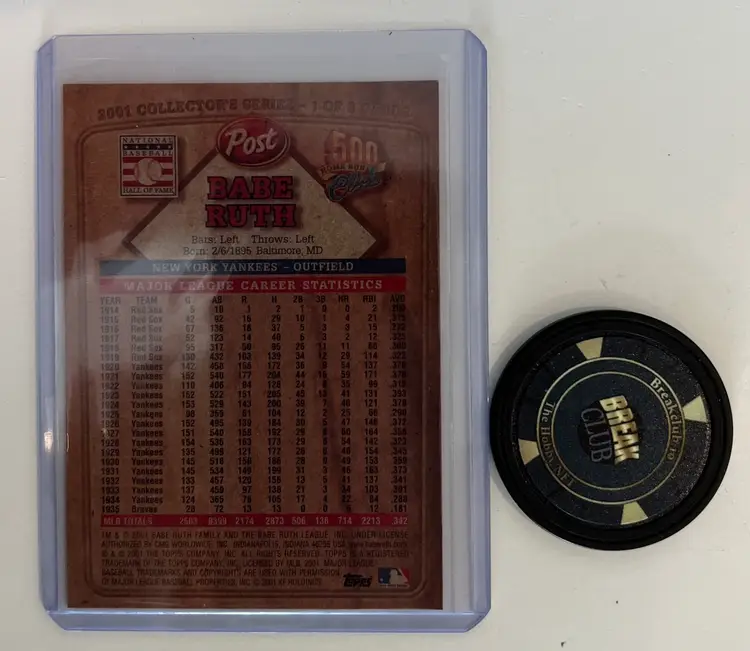 Babe Ruth 2001 Post New York Yankees
