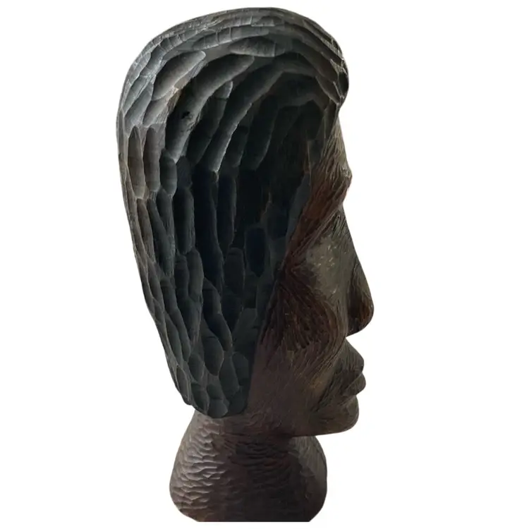 Signed Hand Carved Head Of A Black Man