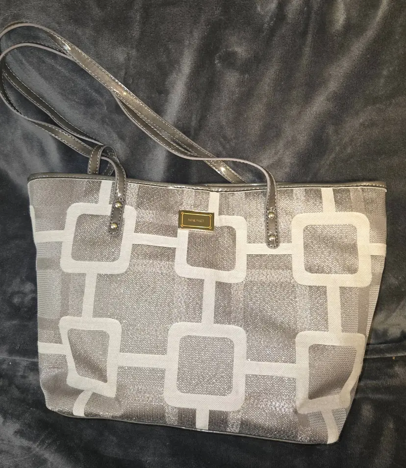 Nine West Logo Saddle Tan Beige Tote Purse Handbag