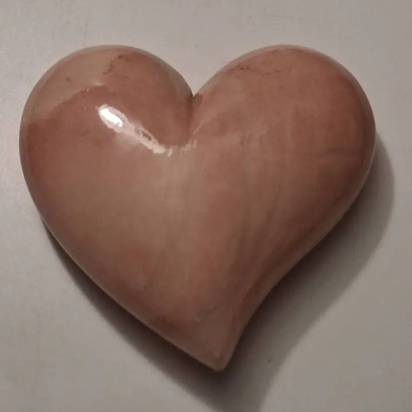 Vintage Pink Volterra Alabaster Heart Paperweight, Made in Italy, Valentines Day