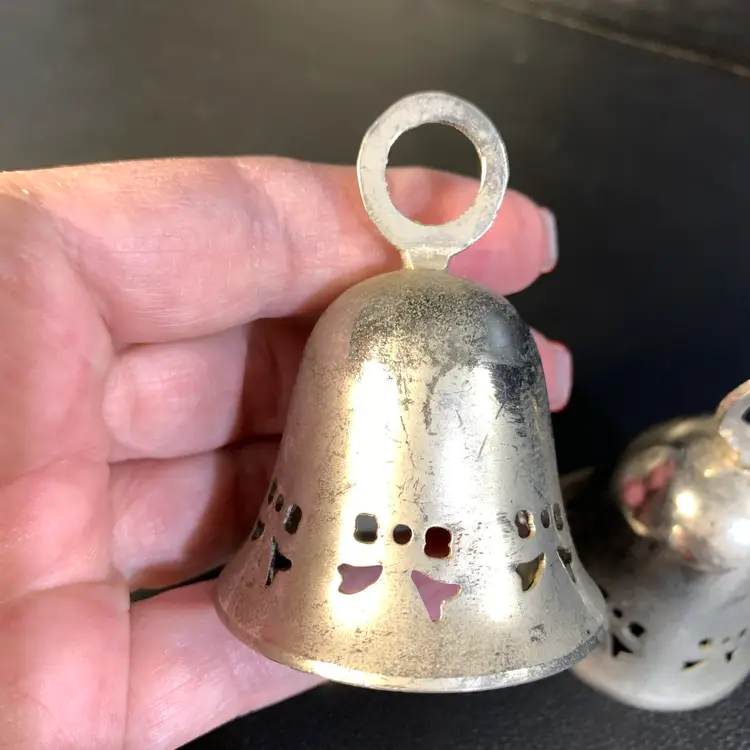 2-Silver Tone Christmas Bells