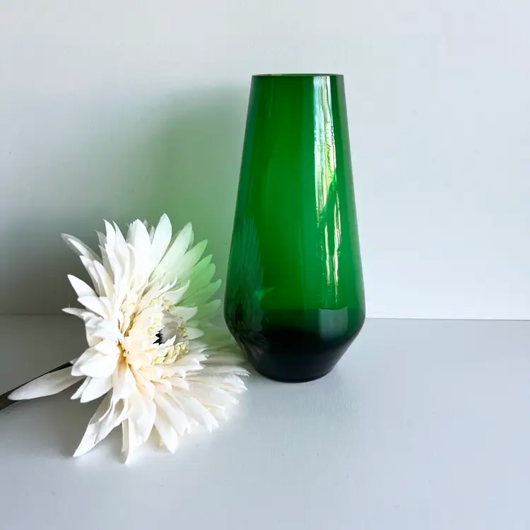 Green Glass Vase, Scandinavian MCM