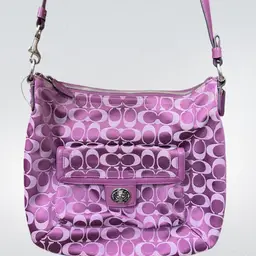 COACH PENELOPE SIGNATURE SATEEN COVERTIBLE SHOULDER BAG PLUM