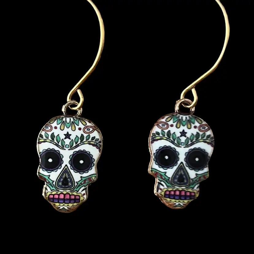 Sugar Skull Dia De Los Muertos Earrings Set B