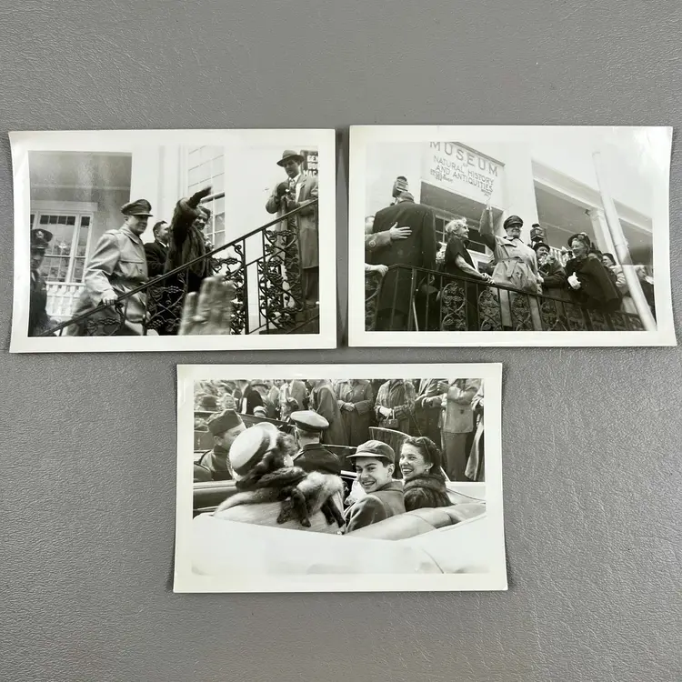Vintage Lot Of 3 General Douglas MacArthur World War II Korean War Photos Snapshot Little Rock Arkansas