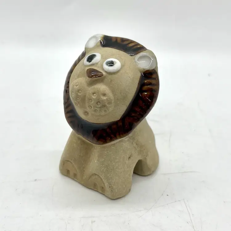 Vintage Pottery Lion Flower Pot Figurine Small Planter Sitter 2”
