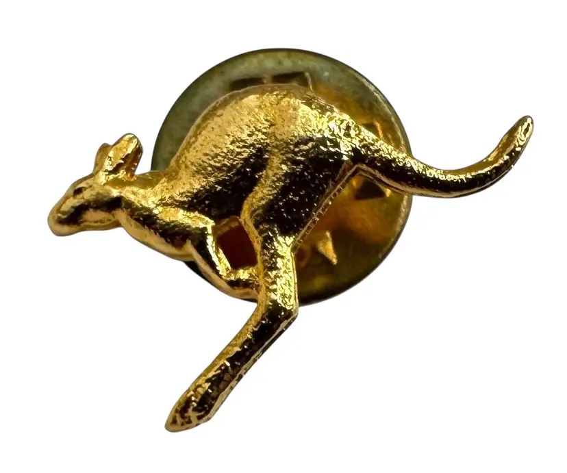 Vintage Australia Kangaroo Lapel Hat Pin Tie Tack Gold Tone Small Souvenir .5”