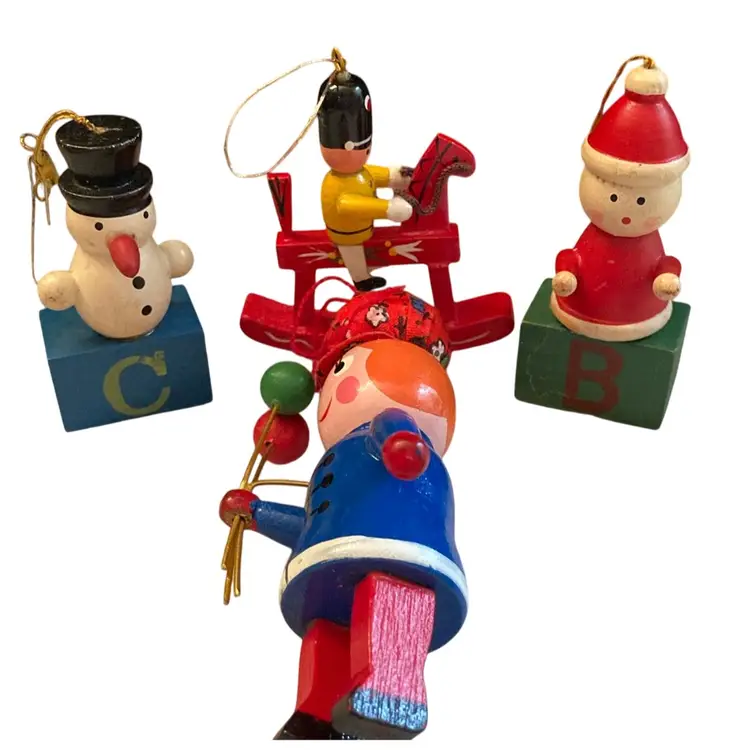 Four Vintage Wooden Ornaments