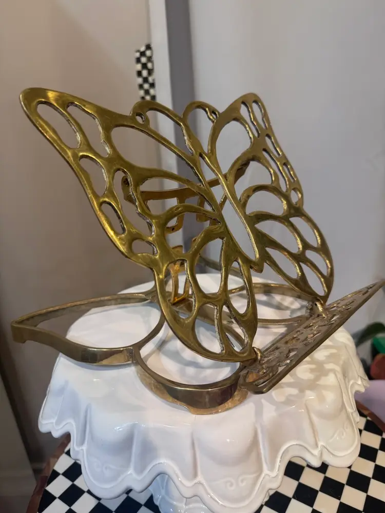 Mid-Century Brass Butterfly Bookstand Or Easel