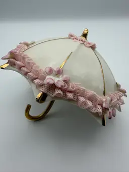 Vintage Italian Capodimonte Porcelain Parasol, Hand Decorated, Made in Italy(Naples)