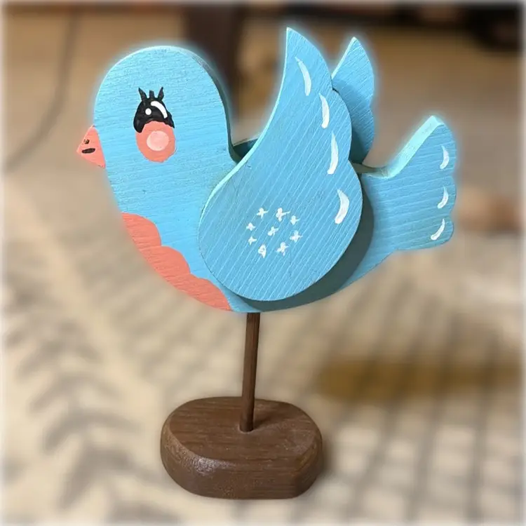 1992 Wooden Bluebird Folk Art Signed by Don Munholand - 8” tall