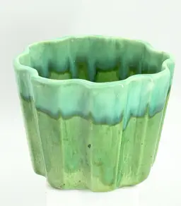 California USA Pottery Green Drip Glaze Planter 4" x 5.25"