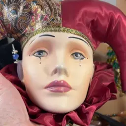 #02 - Vintage Jester Wall Mask 7.5” Tall x 9” Wide