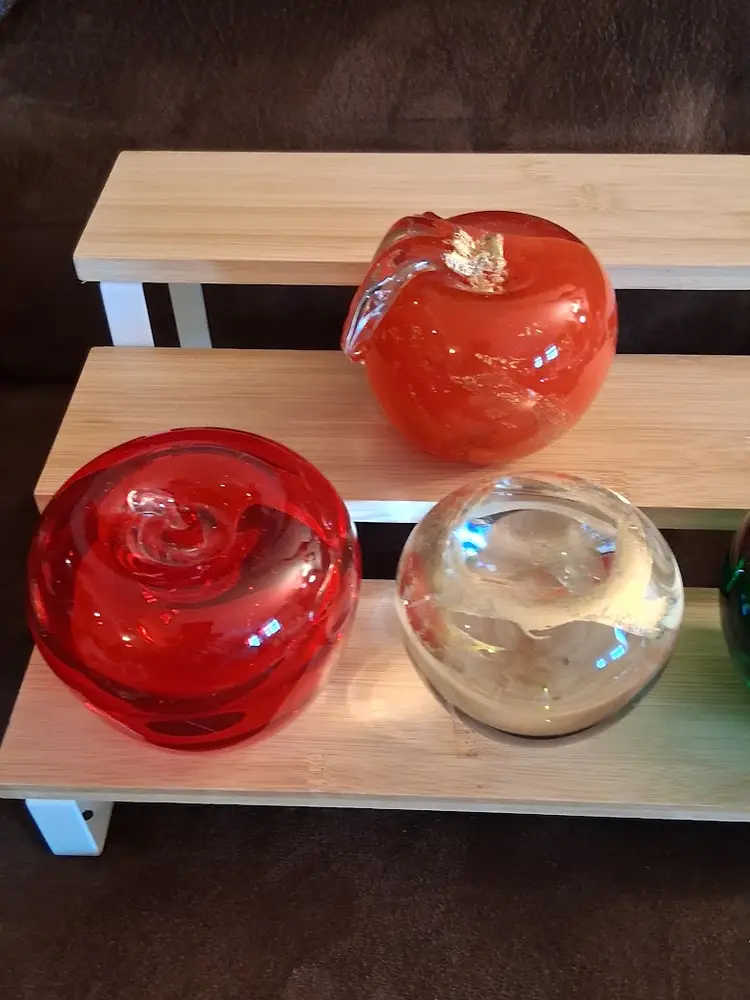 Lot of 4 Vintage Art Glass Apple Paperweights